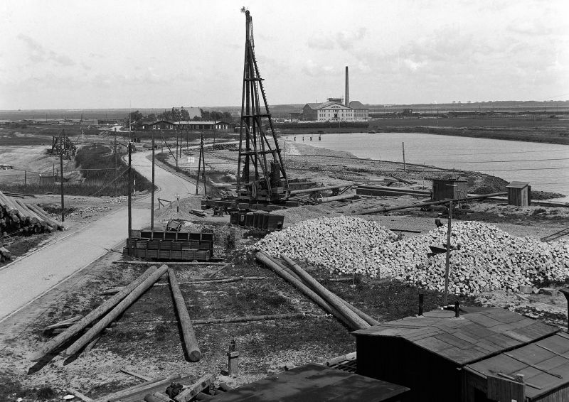 Historisches Foto vom Hafenbau